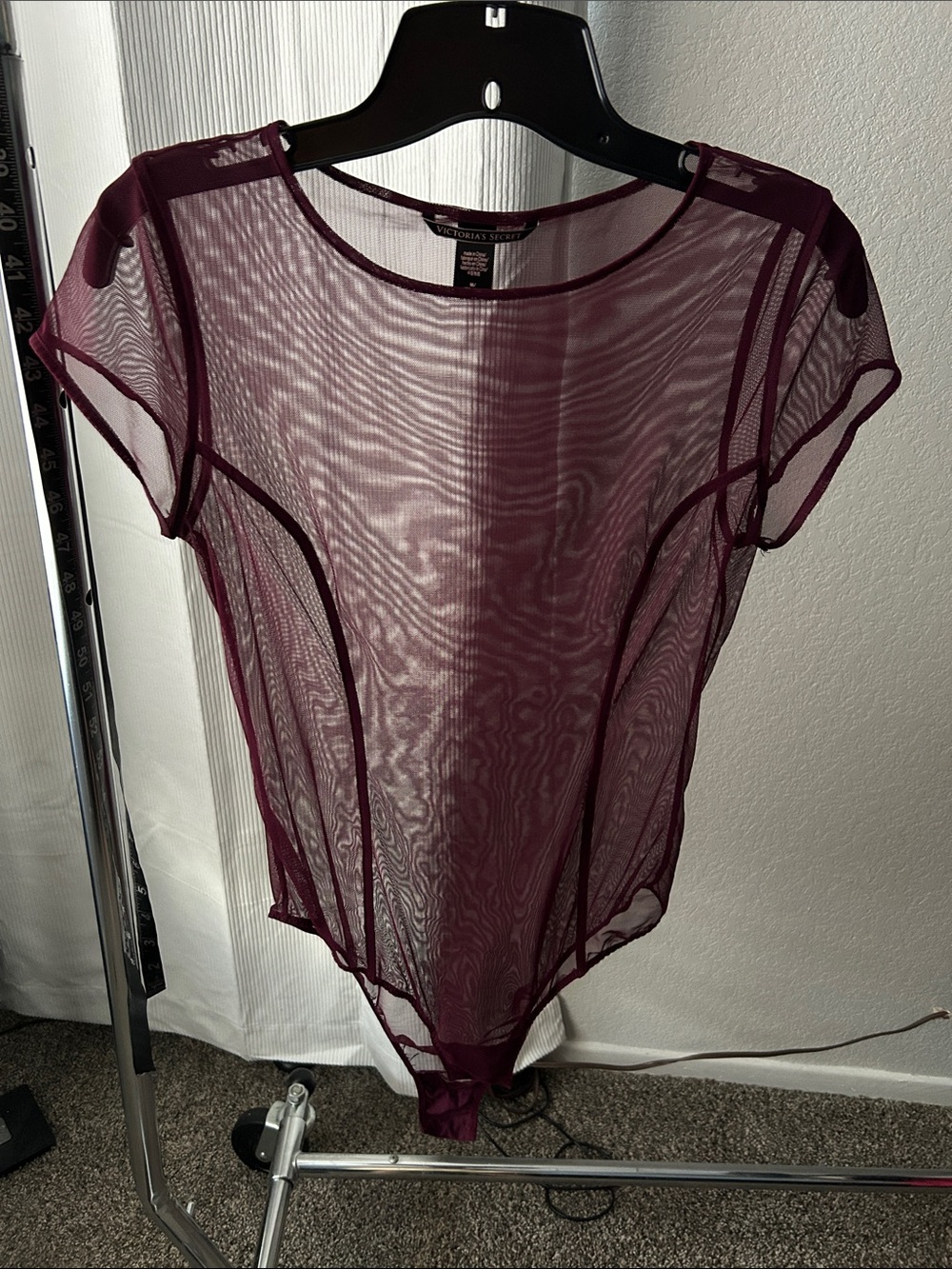 Victoria's Secret Burgundy Sheer Mesh Bodysuit